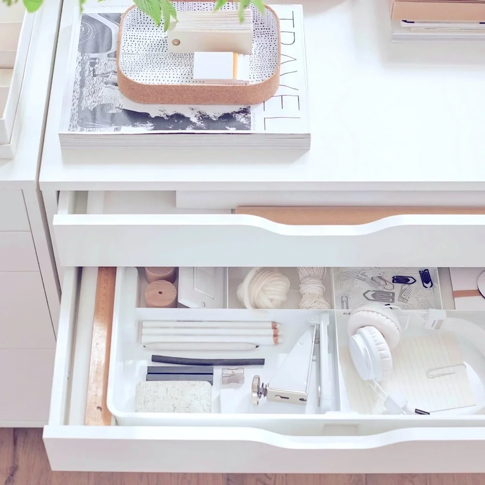 IKEA Kuggis Drawer Organizer Tray White for Jewelry Makeup Office School Desk